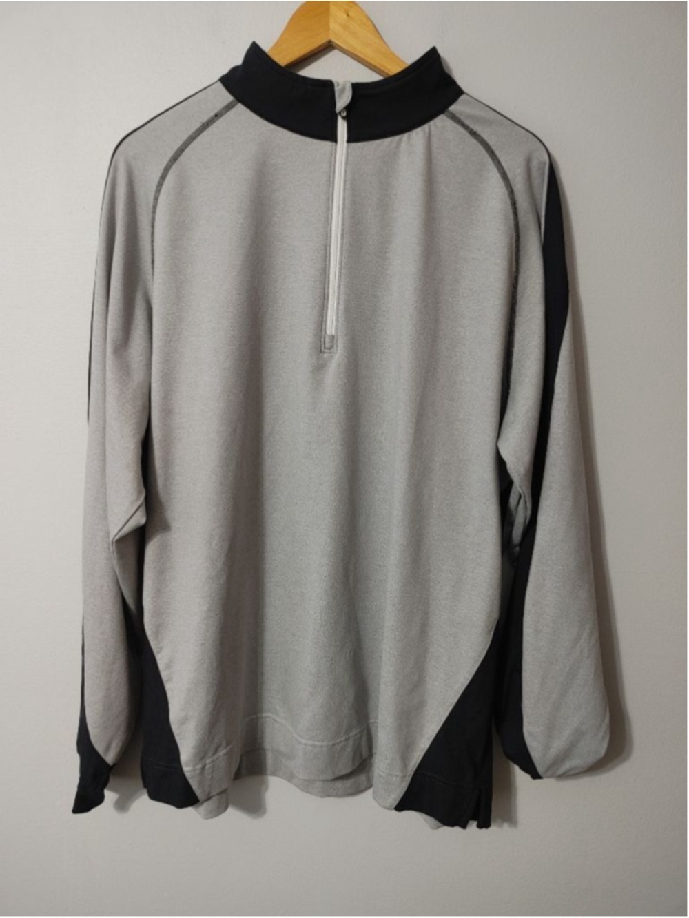 Men's FootJoy Gray Black Quarter Zip Pullover Sweatshirt XL